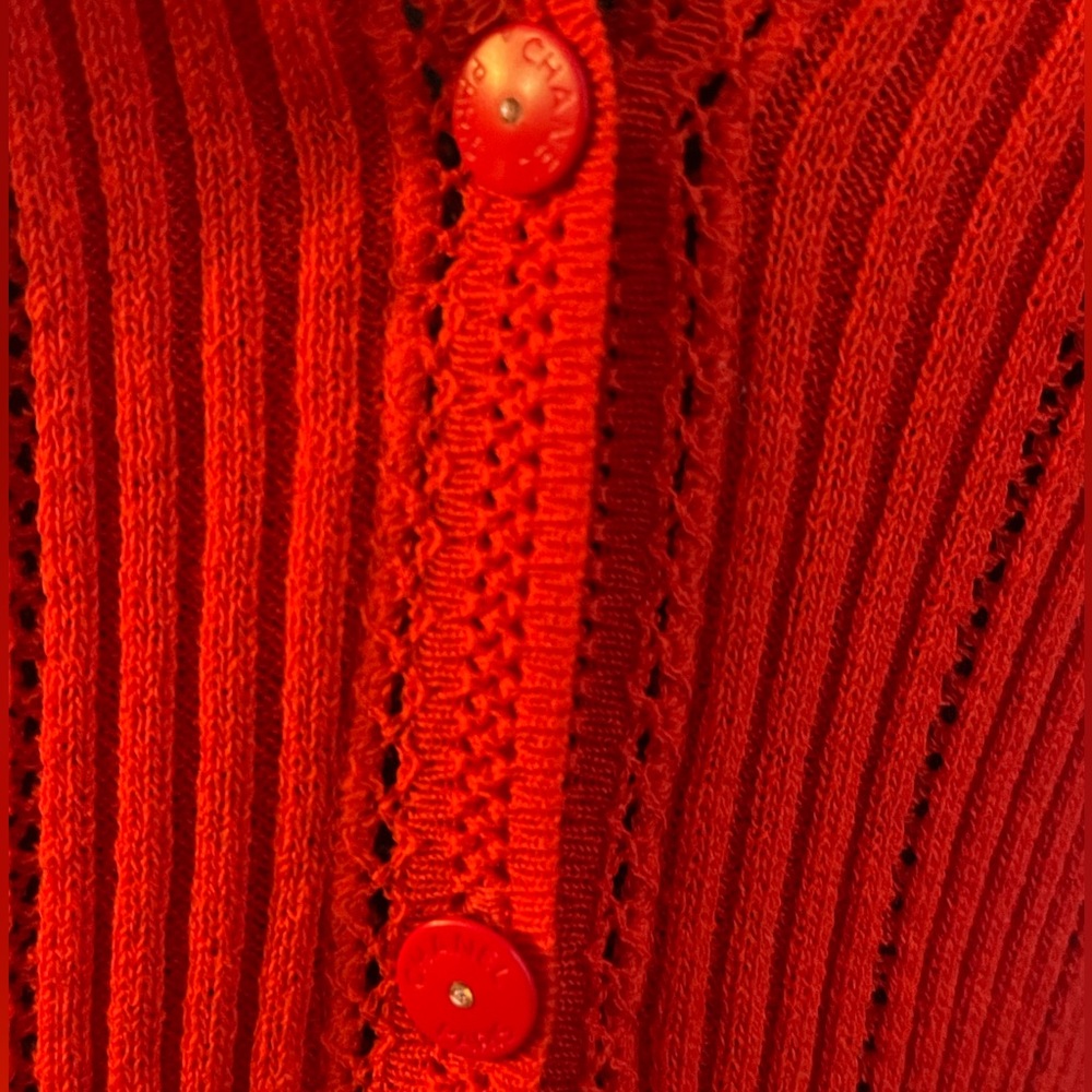 Authentic CHANEL buttoned Vibrant Red Cardigan